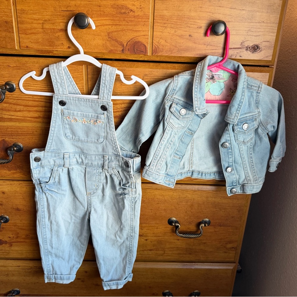 Matching overall & Jean jacket set size 9m
